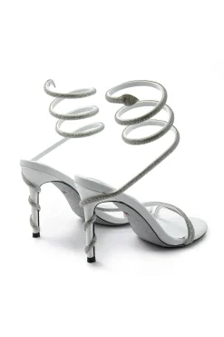 MICAS Shoes|Shoes-Rhinestone Embellished Open Toe High-heeled Sandals With Calf Strap