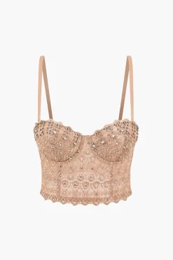 MICAS Corset & Bustier Tops|Tank Tops & Cami-Rhinestone Lace Bustier Cami Top