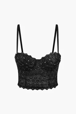 MICAS Corset & Bustier Tops|Tank Tops & Cami-Rhinestone Lace Bustier Cami Top