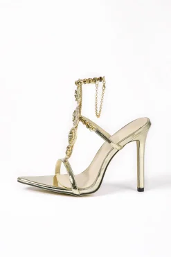MICAS Shoes|Shoes-Rhinestone Pointed Toe High Heels GOLD