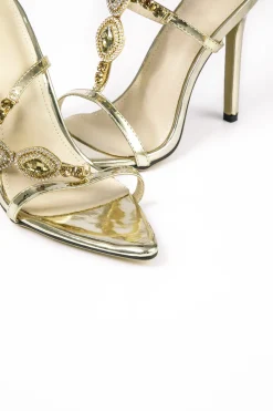MICAS Shoes|Shoes-Rhinestone Pointed Toe High Heels GOLD