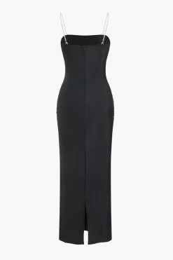 MICAS Maxi Dresses-Rhinestone Slip Maxi Dress BLACK