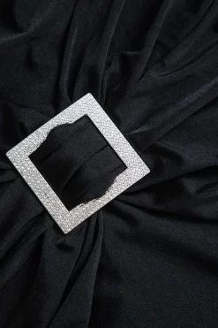 MICAS Maxi Dresses-Rhinestone Slip Maxi Dress BLACK