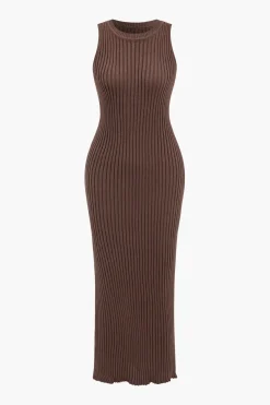 MICAS Knitwear|Knit Sets-Ribbed Knit Dress And Cardigan Set