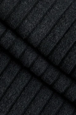 MICAS Knit Bottoms|Knit Bottoms-Ribbed Knit Elastic Waistband Trousers BLACK