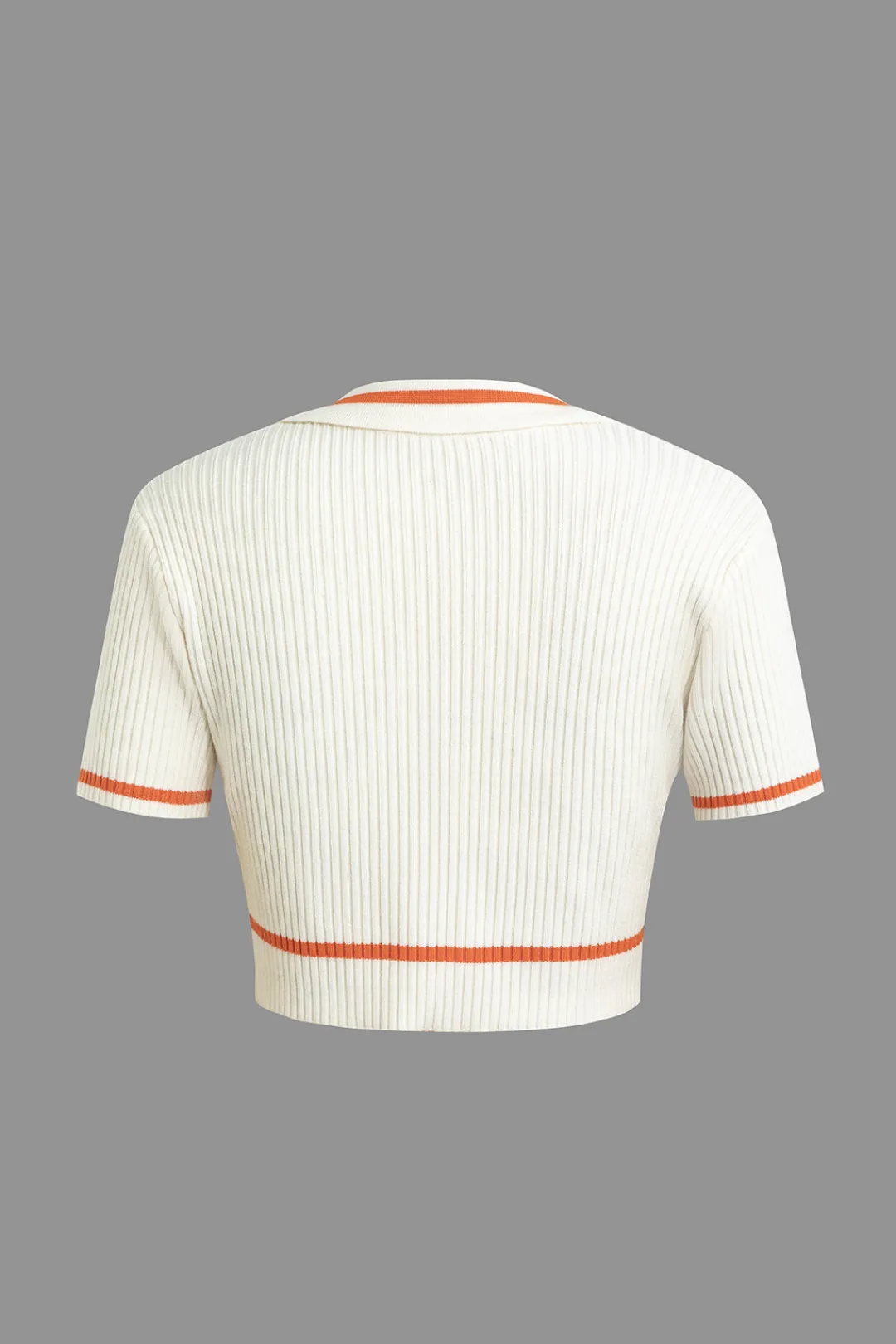 MICAS Vacation Sets|Knit Sets-Ribbed Knit Polo Top And Pleated Skirt Set Contrast Color