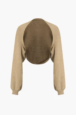 MICAS Long Sleeve Dresses|Knitwear-Ribbed Knit Strapless Midi Dress And Bolero Set