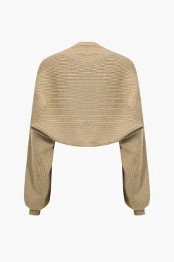 MICAS Long Sleeve Dresses|Knitwear-Ribbed Knit Strapless Midi Dress And Bolero Set