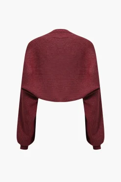 MICAS Long Sleeve Dresses|Knitwear-Ribbed Knit Strapless Midi Dress And Bolero Set