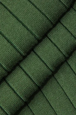 MICAS Knitwear|Knit Dresses-Ribbed Knit V-neck Midi Dress