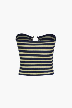 MICAS Tube Tops-Ring Cut Out Front Tube Top NAVY