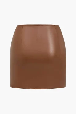 MICAS Skirts-Ring Detail Faux Leather Cutout Mini Skirt