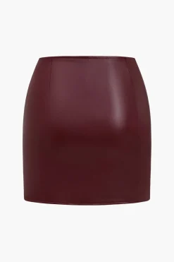 MICAS Skirts-Ring Detail Faux Leather Cutout Mini Skirt