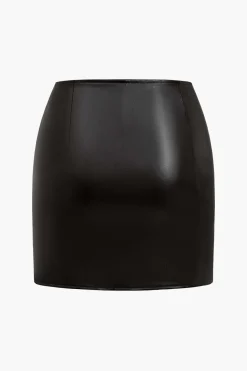 MICAS Skirts-Ring Detail Faux Leather Cutout Mini Skirt