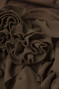 MICAS Midi Dresses-Rose Ruffle Strapless Mini Dress COFFEE