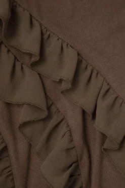 MICAS Midi Dresses-Rose Ruffle Strapless Mini Dress COFFEE