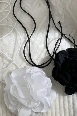 MICAS Necklaces-Rosette Decor Choker Necklace BLACK