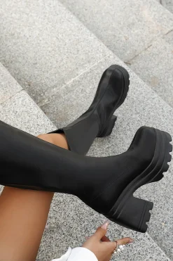 MICAS Shoes|Boots-Round Toe Knee High Boots BLACK