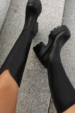 MICAS Shoes|Boots-Round Toe Knee High Boots BLACK
