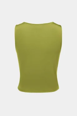 MICAS Tank Tops & Cami-Ruched Asymmetrical Sleeveless Tank Top GREEN