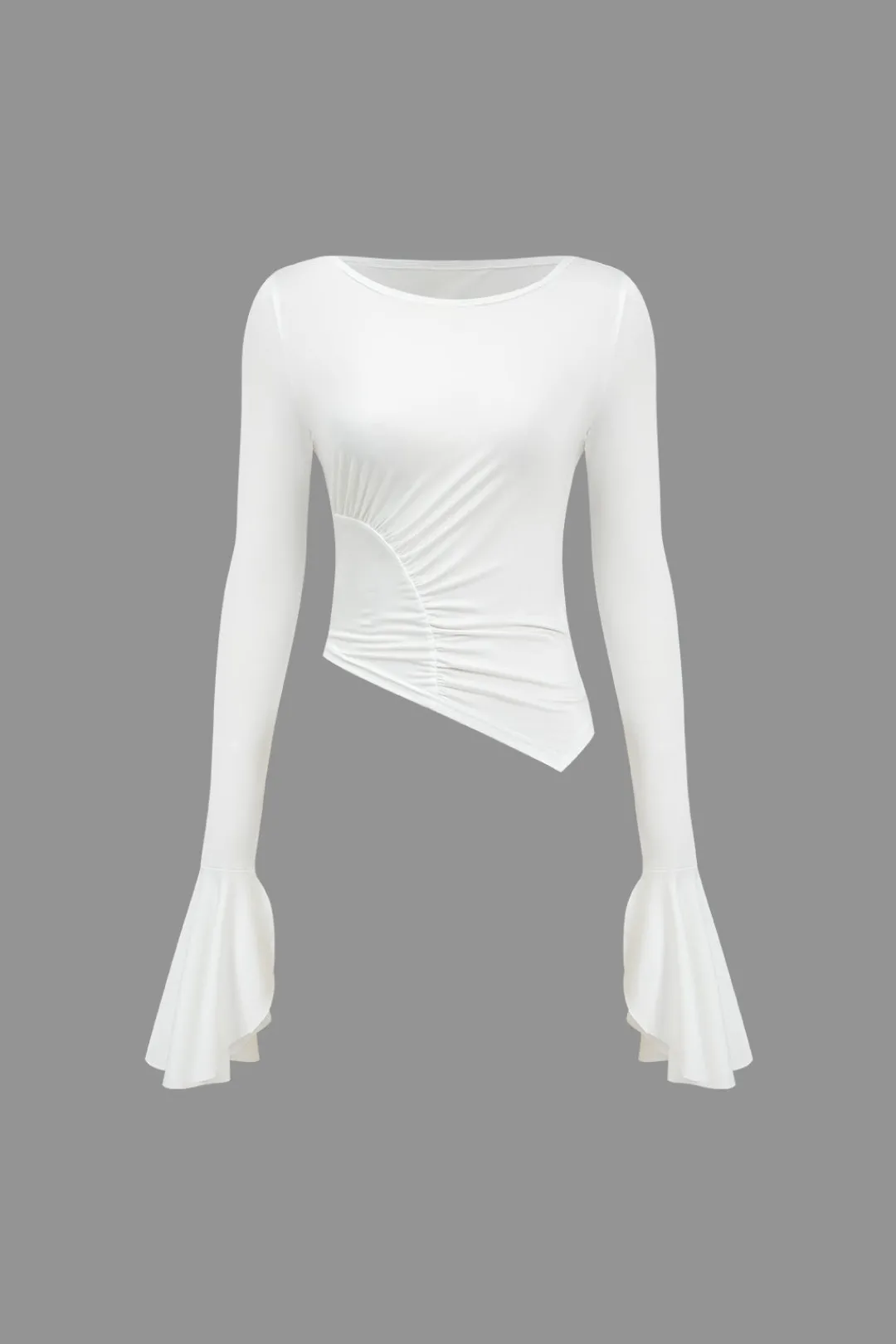 MICAS Skirt Sets-Ruched Bell Sleeve Top And Skirt Set