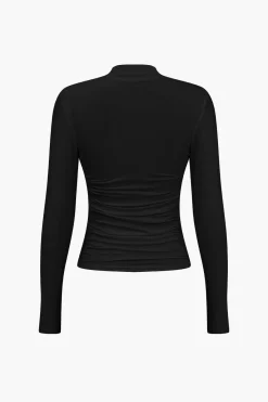 MICAS Long Sleeve Tops|Long Sleeves Tops-Ruched Crossover Long Sleeve Top