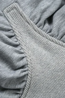 MICAS Pant Sets-Ruched Detail Top And Trousers Set GRAY