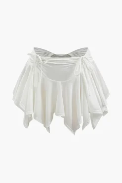 MICAS Skirts-Ruched Drawstring Asymmetric Mini Skirt