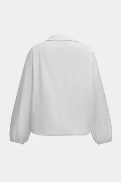 MICAS Short Sets-Ruched Drawstring Button Long-Sleeve Top And Shorts Set WHITE