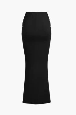 MICAS Skirt Sets|Vacation Sets-Ruched Drawstring Tank Top And Mermaid Maxi Skirt Set