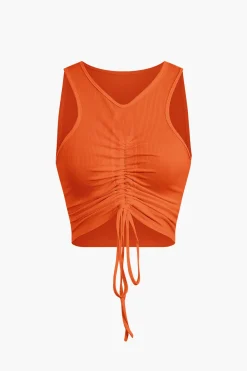 MICAS Skirt Sets|Vacation Sets-Ruched Drawstring Tank Top And Mermaid Maxi Skirt Set