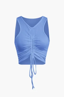 MICAS Skirt Sets|Vacation Sets-Ruched Drawstring Tank Top And Mermaid Maxi Skirt Set