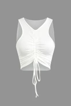 MICAS Skirt Sets|Vacation Sets-Ruched Drawstring Tank Top And Mermaid Maxi Skirt Set