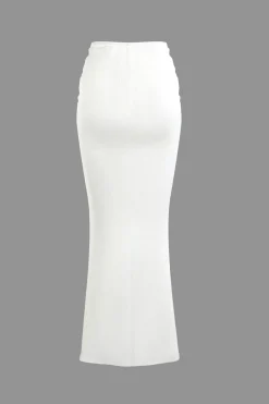 MICAS Skirt Sets|Vacation Sets-Ruched Drawstring Tank Top And Mermaid Maxi Skirt Set