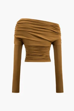 MICAS Long Sleeve Tops|Long Sleeves Tops-Ruched Long-Sleeve Top CHOCOLATE