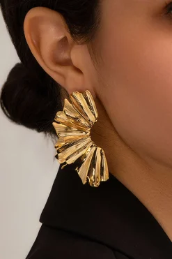 MICAS Earrings|Accessories-Ruched Metal Earrings PURE GOLD