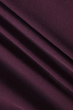 MICAS T-Shirts-Ruched Padded Shoulders Asymmetrical Short Sleeve T-Shirt BURGUNDY