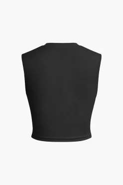 MICAS Short Sets-Ruched Sleeveless Top and Drawstring Shorts Set