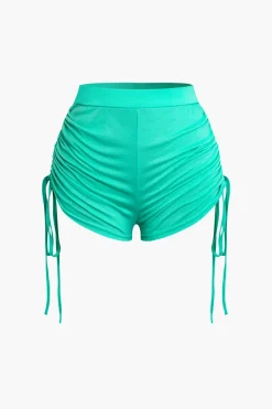 MICAS Short Sets-Ruched Sleeveless Top and Drawstring Shorts Set