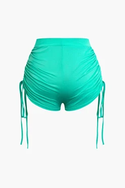 MICAS Short Sets-Ruched Sleeveless Top and Drawstring Shorts Set