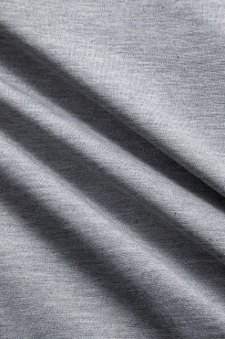 MICAS Long Sleeve Dresses|Midi Dresses-Ruched Slit Round Neck Long Sleeve Midi Dress GRAY