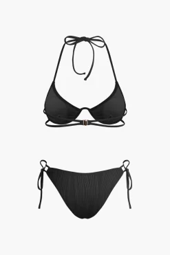 MICAS Swimwear-Ruched Tie Halter Bikini Set