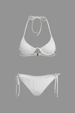 MICAS Swimwear-Ruched Tie Halter Bikini Set