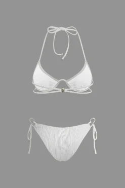 MICAS Swimwear-Ruched Tie Halter Bikini Set