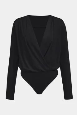 MICAS Bodysuits-Ruched V-Neck Long Sleeve Bodysuit