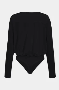 MICAS Bodysuits-Ruched V-Neck Long Sleeve Bodysuit