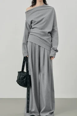 MICAS Pants-Ruched Wide Leg Trousers