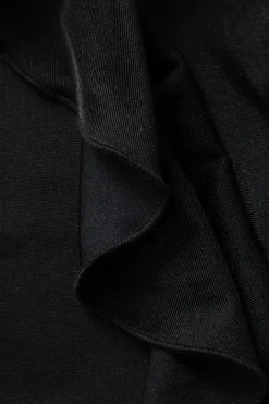 MICAS Midi Dresses-Ruffle Hem Slit Strapless Midi Dress BLACK