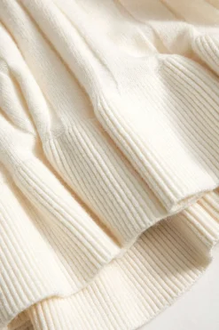 MICAS Long Sleeve Dresses|Knitwear-Ruffle Hem Sweater Midi Dress IVORY