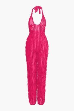 MICAS Jumpsuits & Rompers-Ruffle Knot Halter Backless Jumpsuit